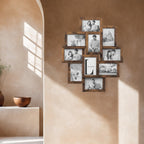 10-photo collage picture frame in vintage brown