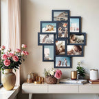 10-photo collage picture frame in navy blue