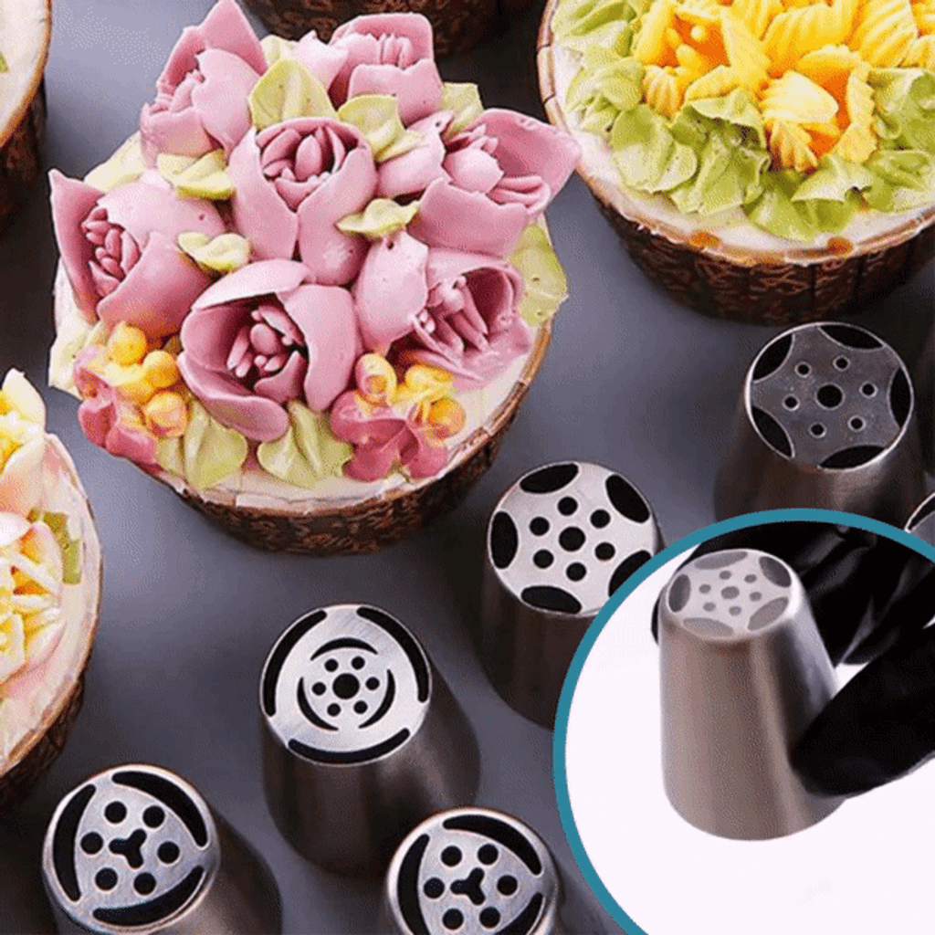 14-piece cake piping nozzle set