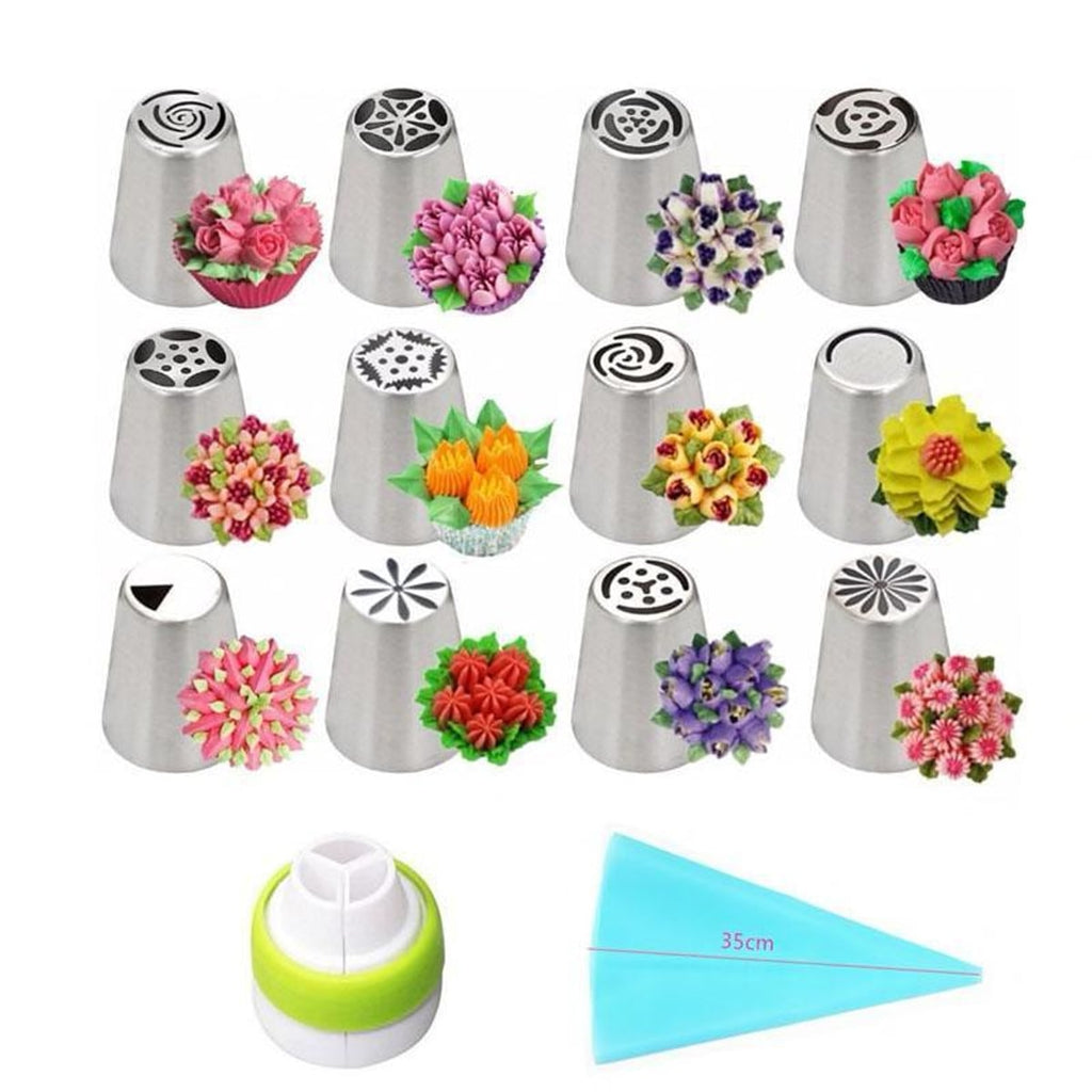 14-piece cake piping nozzle set