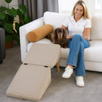 2-in-1 pet steps and footstool in beige