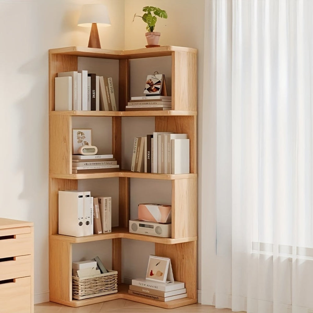5-tier freestanding corner bookshelf
