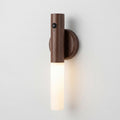 Wooden wall-mounted light fixture on a white background