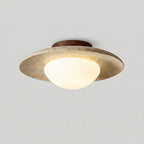 Round Modern Minimalist Travertine Ceiling Light
