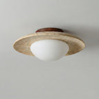 Round Modern Minimalist Travertine Ceiling Light