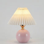Round Ceramic Pleated Shade Table Lamp