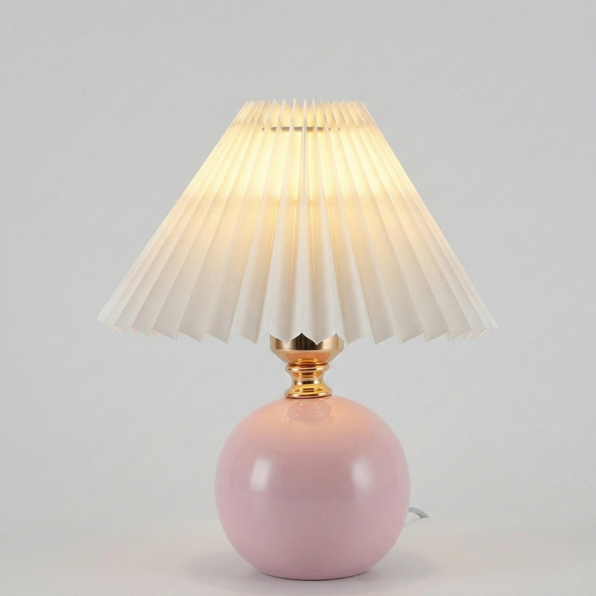 Round Ceramic Pleated Shade Table Lamp