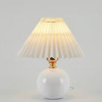 Round Ceramic Pleated Shade Table Lamp