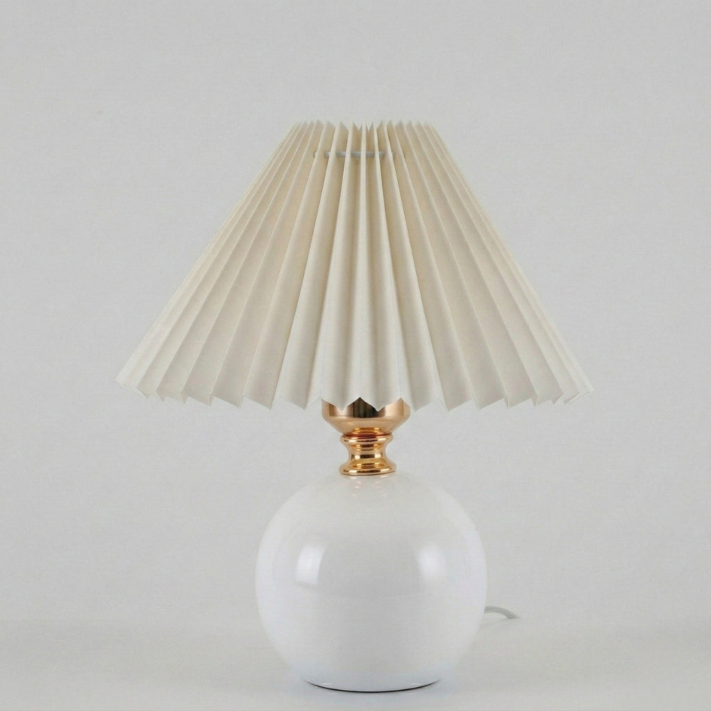 Round Ceramic Pleated Shade Table Lamp