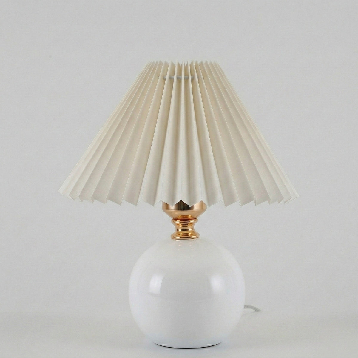 Round Ceramic Pleated Shade Table Lamp