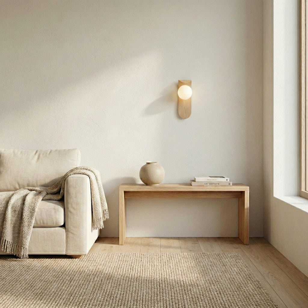 Round Nordic Wood Wall Light