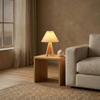 Scandinavian Style Wood Pleated Cone Table Lamp