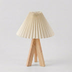 Scandinavian Style Wood Pleated Cone Table Lamp