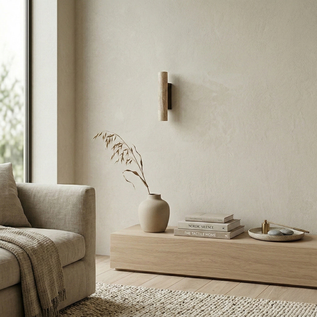 Vertical Minimalist Travertine Wall Lamp