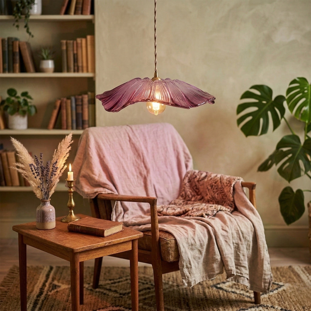 Vintage Scalloped Glass Pendant Light