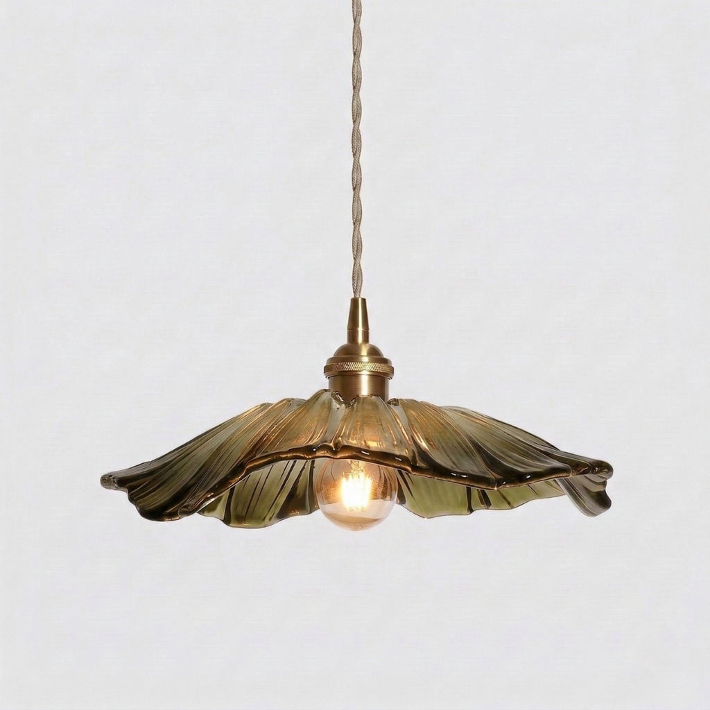 Vintage Scalloped Glass Pendant Light