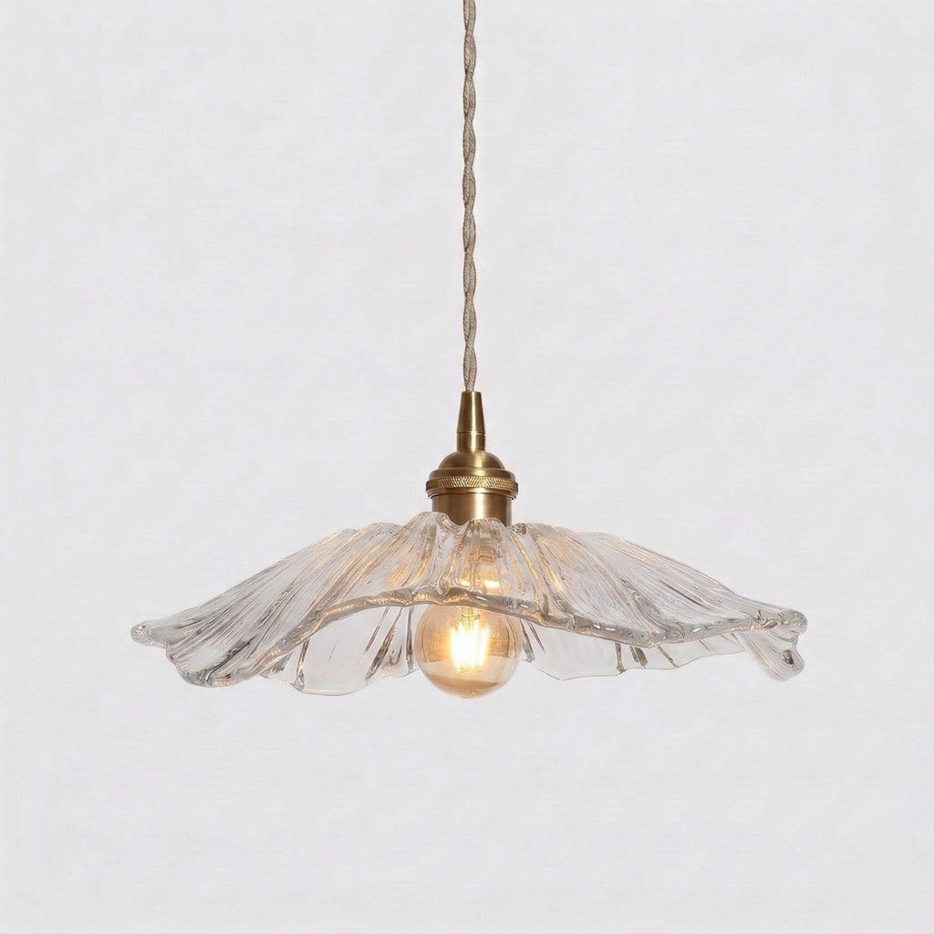 Vintage Scalloped Glass Pendant Light