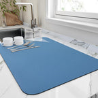 absorbent dish drying mat in blue