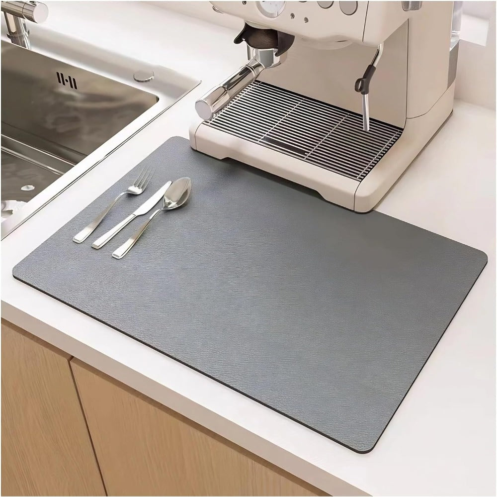 absorbent dish drying mat in gray