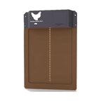 automatic chicken coop door with light sensor in brown