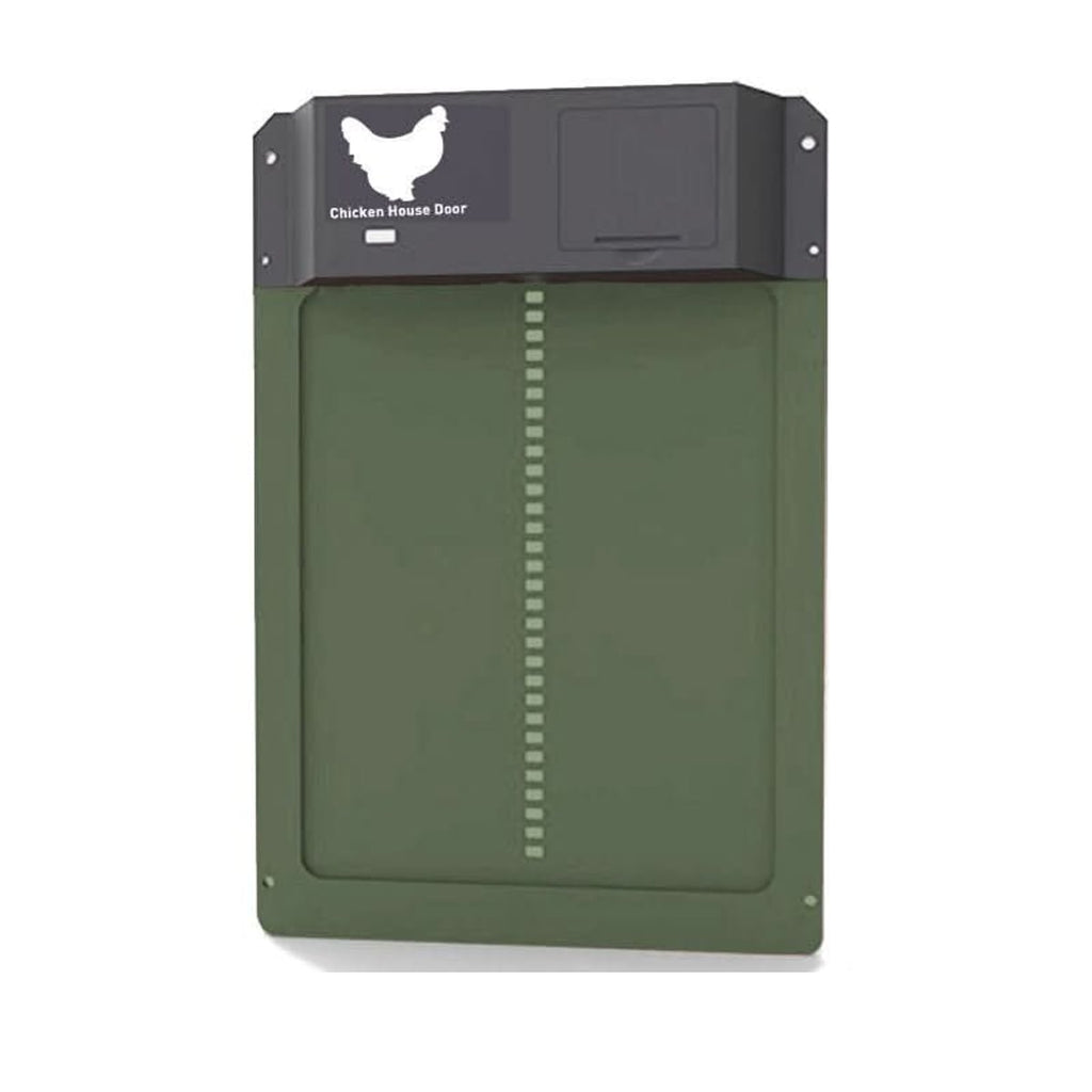 automatic chicken coop door with light sensor in green