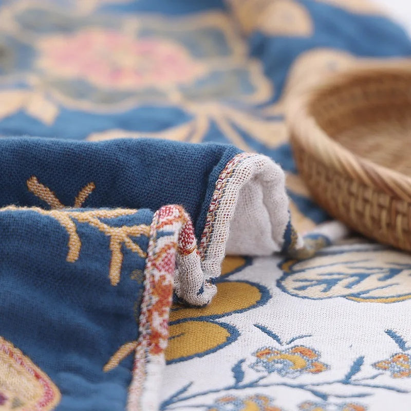 boho floral reversible throw blanket