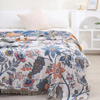 boho floral reversible throw blanket