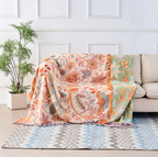 boho floral throw blanket with fringe