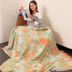 boho floral throw blanket with fringe