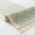 boho tassel table runner in green