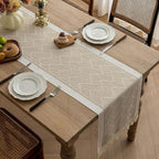 boho tassel table runner in khaki