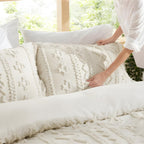 boho tufted duvet cover set in oat milk