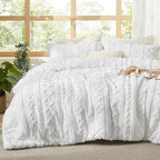 boho tufted duvet cover set in white