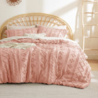 boho tufted duvet cover set in pink