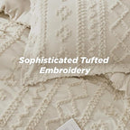 boho tufted duvet cover set in oat milk