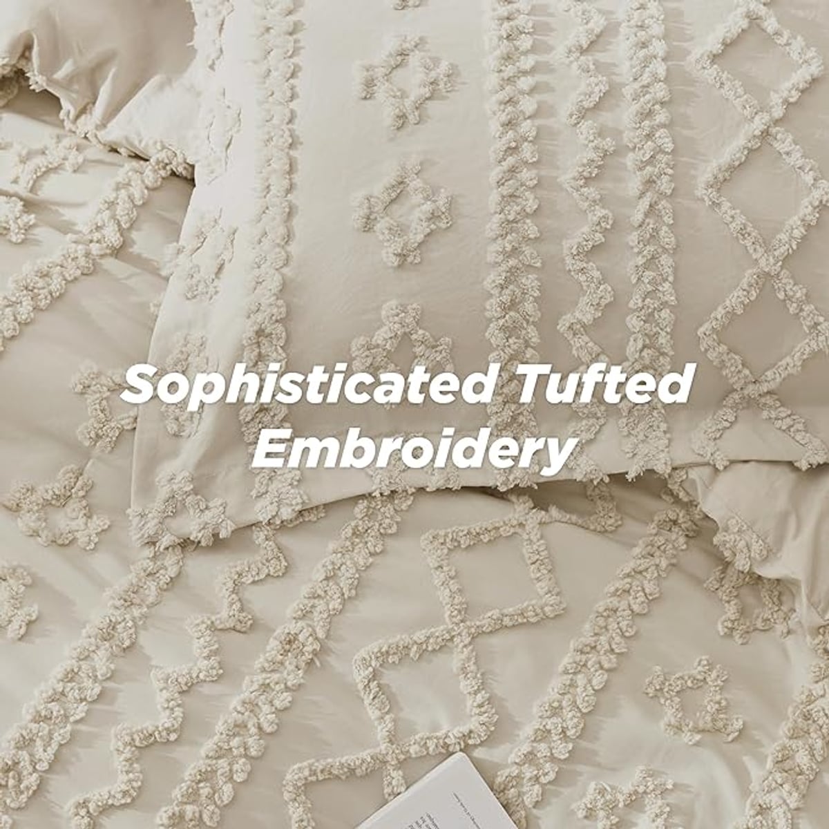 boho tufted duvet cover set in oat milk