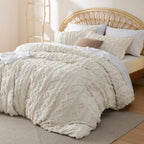 boho tufted duvet cover set in oat milk