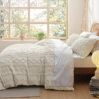 boho tufted duvet cover set in oat milk