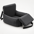 booster dog car seat with carry strap in dark grey