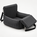 booster dog car seat with carry strap in dark grey