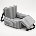 booster dog car seat with carry strap in light grey
