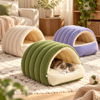 cave cat bed with padded interior