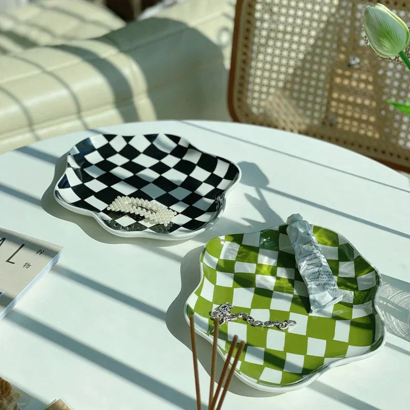 checkerboard decorative tray