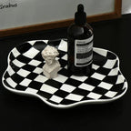 checkerboard decorative tray in black