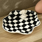 checkerboard decorative tray in black