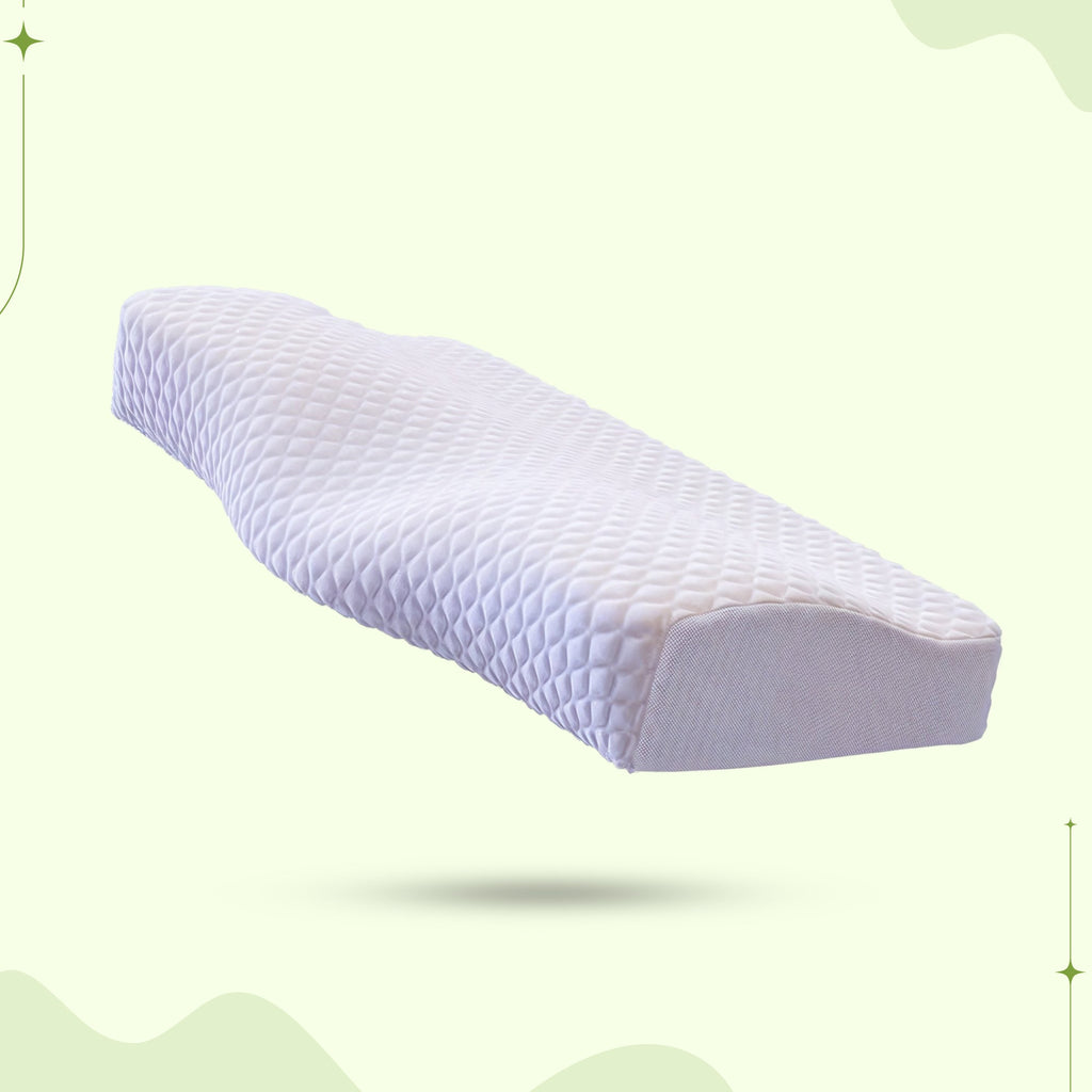 contoured neck support pillow in white