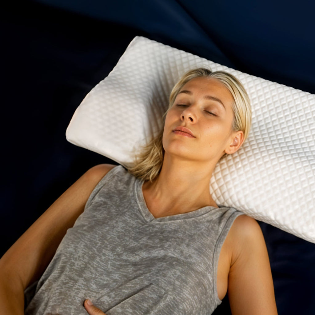 contoured neck support pillow in white