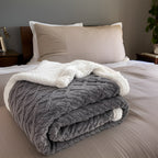 double-sided sherpa throw blanket in gray