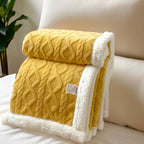 double-sided sherpa throw blanket in yellow
