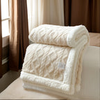 double-sided sherpa throw blanket in cream